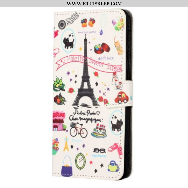 Skórzany Futerał do iPhone 14 Kocham Paryż